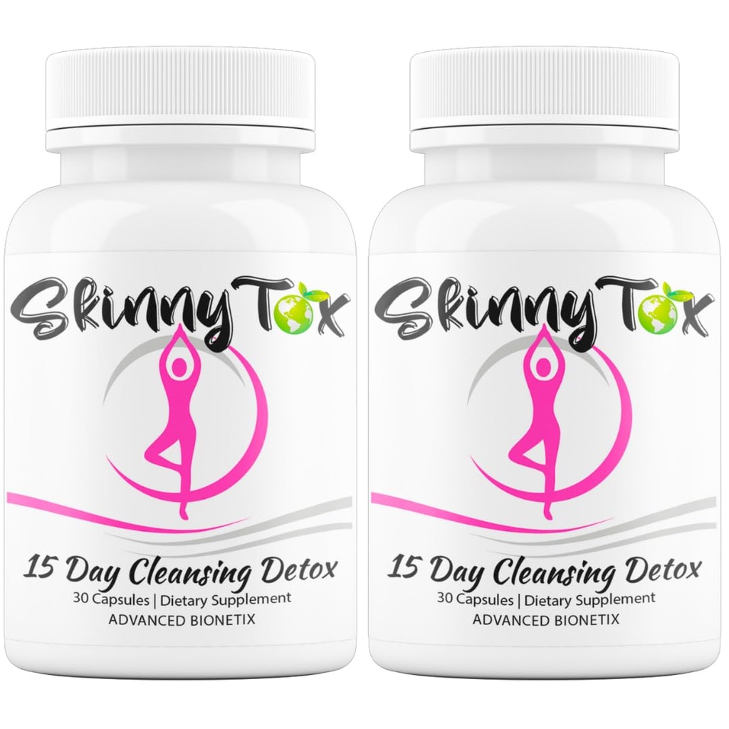 Advanced Bionetix Skinnytox 15 Day Colon Cleanse Detox - 2 Pack Savings, Supports Healthy Bowel Movements Flushes Toxins, Boosts Energy. All Natural Weight Management w/Probiotics