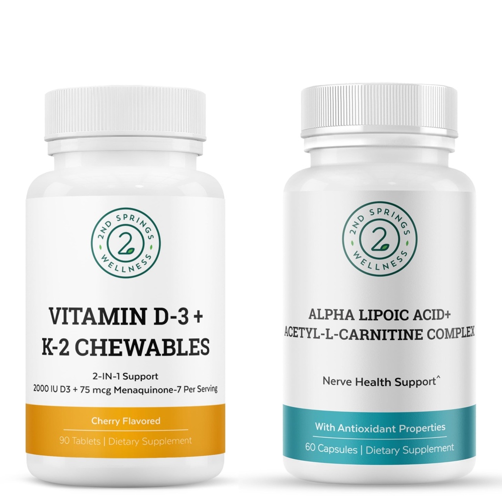 ALA & ALC Complex + Vitamin D3 K2 Bundle | Energy, Metabolism, Cognitive Support, Bone Strength, Immune Health & Daily Wellness