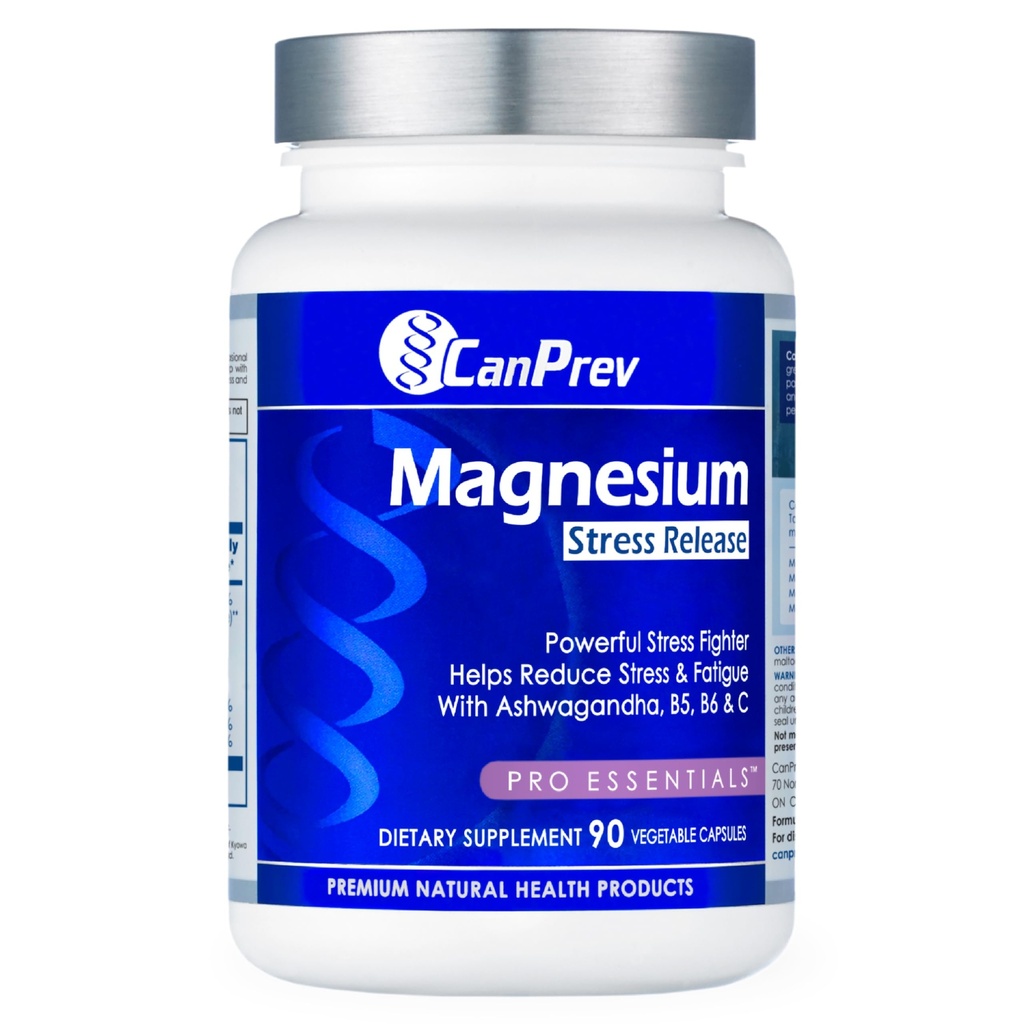 CanPrev Magnesiumbisglycinaat met Ashwagandha, B5, B6 & Vitamine C, 90 Veg Caps, 30-dagen levering, ondersteuning rustgevende nachten en ontspannen, helpt energie & Immnue functie, veganist, non-GMO, zuivel, soja, gluten