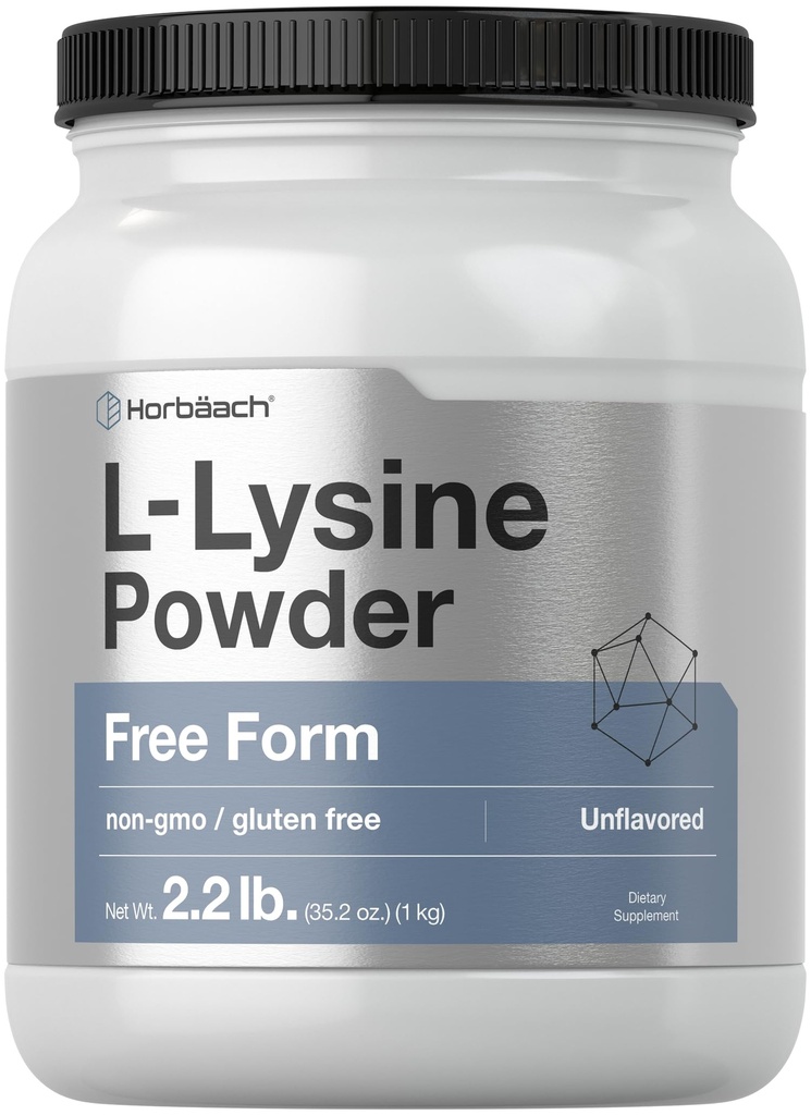 Horbaach L-Lysine Powder | 2.2 lbs | Free Form Amino Acid | Unflavored | Vegetarian, Non-GMO, Gluten Free Supplement