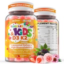 Toddler 2-3 & Kids Vitamin D3 K2 + Algae Calcium Filled Gummies, 1000 IU / 2000 IU D3 w/ Elderberry, Omega 3, Teens Kids Toddler Vitamin A D K C for Bone, Calcium Absorption, Immune, Brain, Sugar-Free