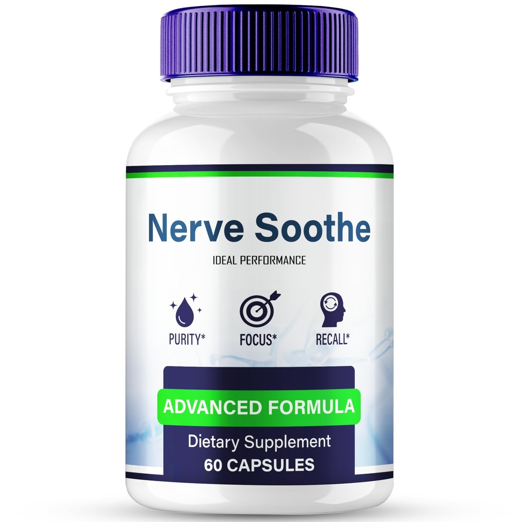 Nerve Soothe Capsules, Official NerveSoothe Brain Health Supplement Pills - Extra Strength, Advanced Nootropic Pills Support, All Natural Nerve Soothe Cognitive Health & Function Reviews (60 Capsules)
