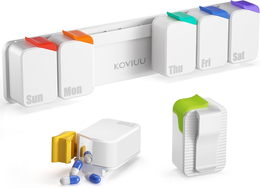 Wekelijkse pil Organisator, Extra grote pil Box, Verwijderbare dagelijkse pil geval, Dagelijkse pil container 7 dagen waterdicht, Stickable medicijnhouder vitamine geval voor ouderen, Artrtic patiënten, kinderen