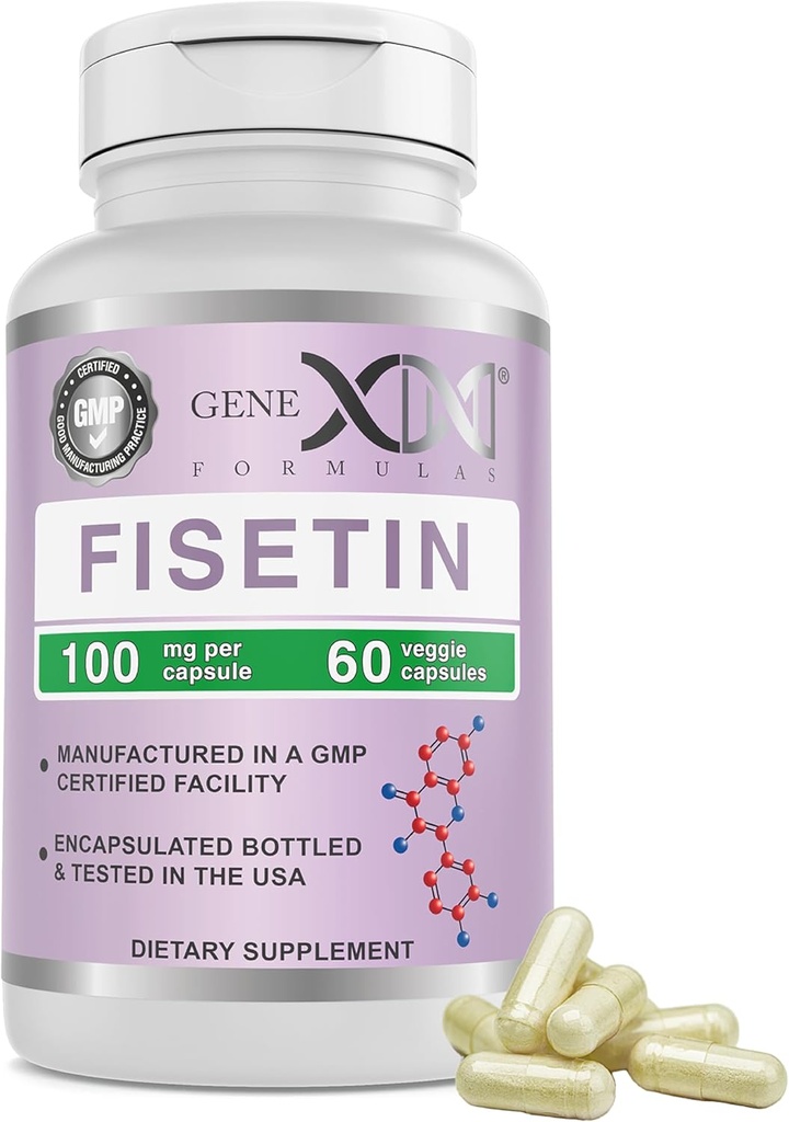 Genex Formules Fisetin 100mg/Serving (60 Capsules) - Antioxidant die gezonde veroudering, hersenwellness en cognitieve gezondheid ondersteunt - Non-GMO, Glutenvrij, Vegetarisch - 2 maand aanbod
