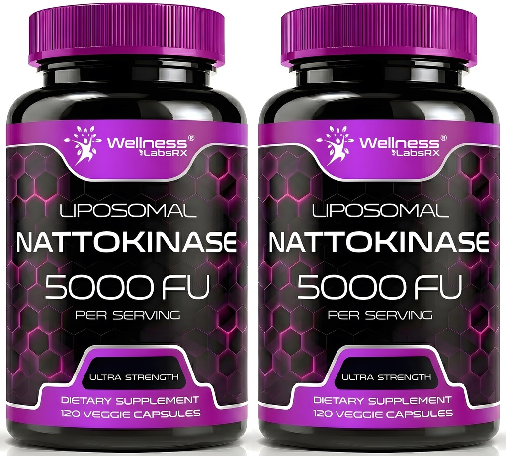 Nattokinase Supplement Capsules 5000 FU, Third-Party Tested Nattokinase – Enzymes from Japanese Natto – Daily Wellness Support – 120 Count (Pack of 2)