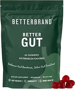 Betterbrand Better Gut Gummy - Probiotics Supplement for Gut Health, Digestive Support, Immunity and Bone Health with 2.5 Billion CFUs - Watermelon Flavor (30 Day Supply)