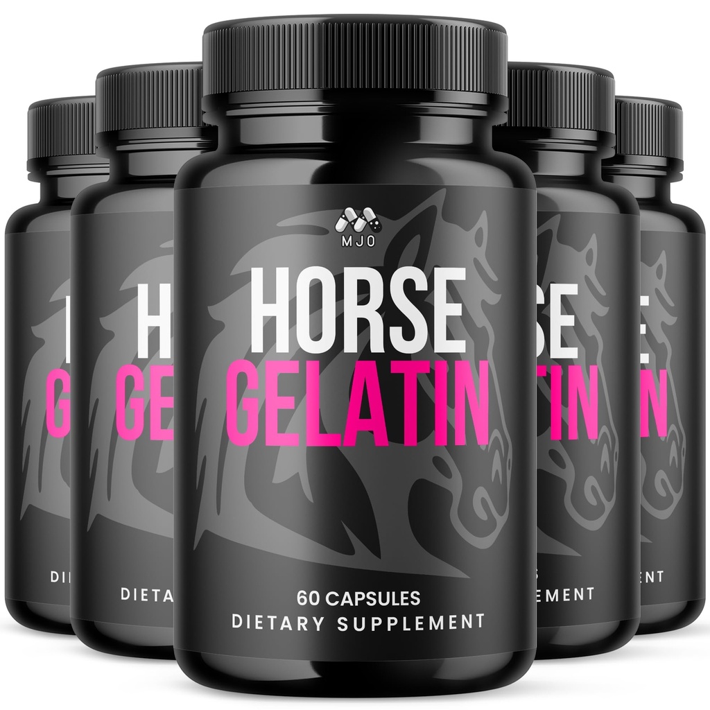 (5 Pack) Horse Gelatin Capsules, Official HorseGelatin Pills for Men with All Natural Ingredients, Advanced Men's Health and Wellness Support Pill, Max Strength Multivitamin Supplement (300 Capsules)