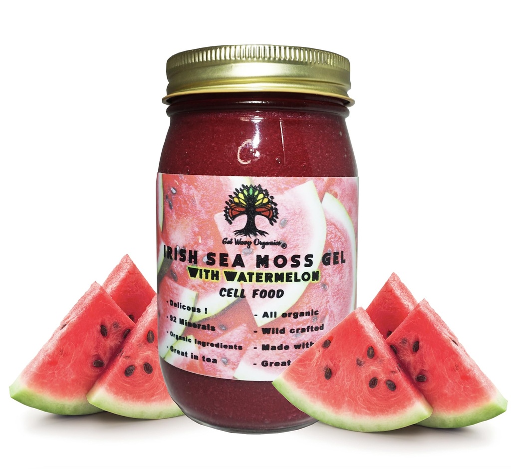Wildcrafted Irish Sea Moss Gel | Made with Seamoss | Made in USA | Rich in Vitamins & Minerals | 100% Organic Gold Sea Moss Gel Raw (2 Pack, Watermelon)