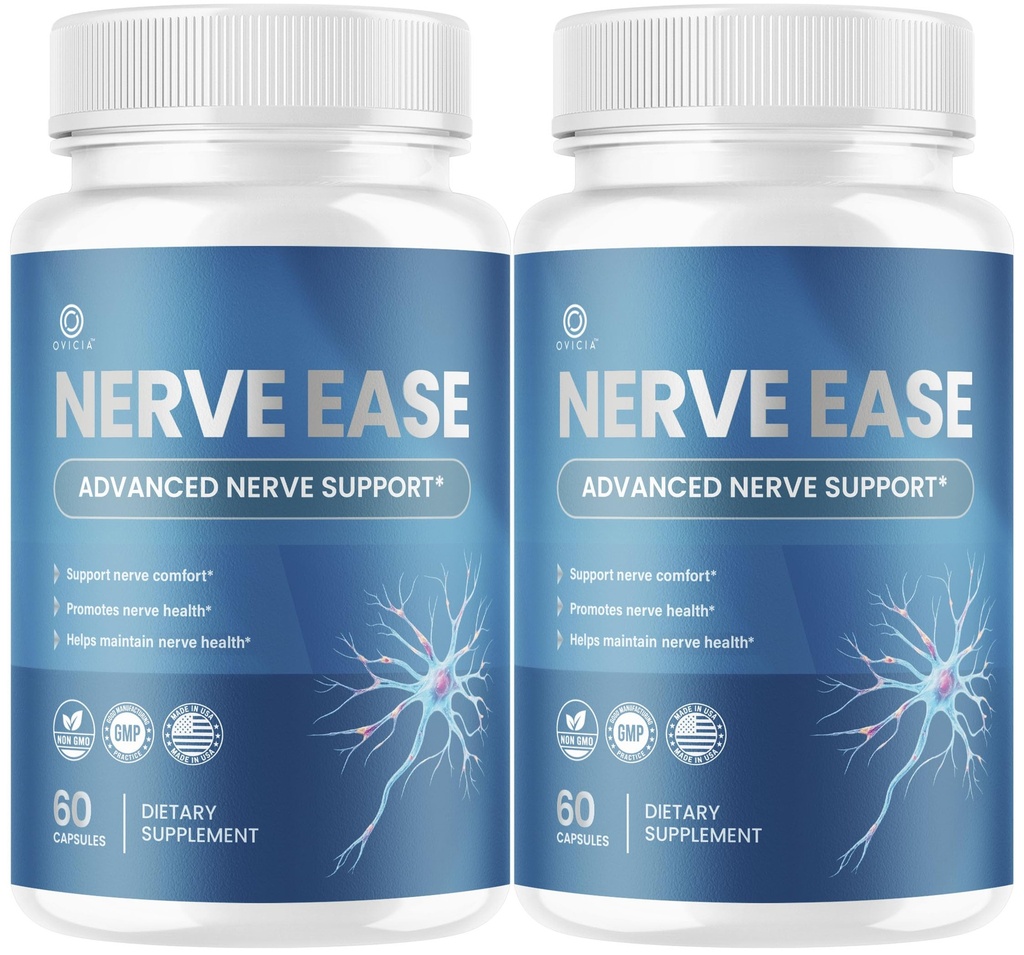 (2 Pack) Nerve Ease Capsules - Nerve Ease Advanced Nerve Support Pills, NerveEase Support Maximum Strength All Natural Premium Formula for Overall Health & Wellness, 120 Capsules for 2 Months