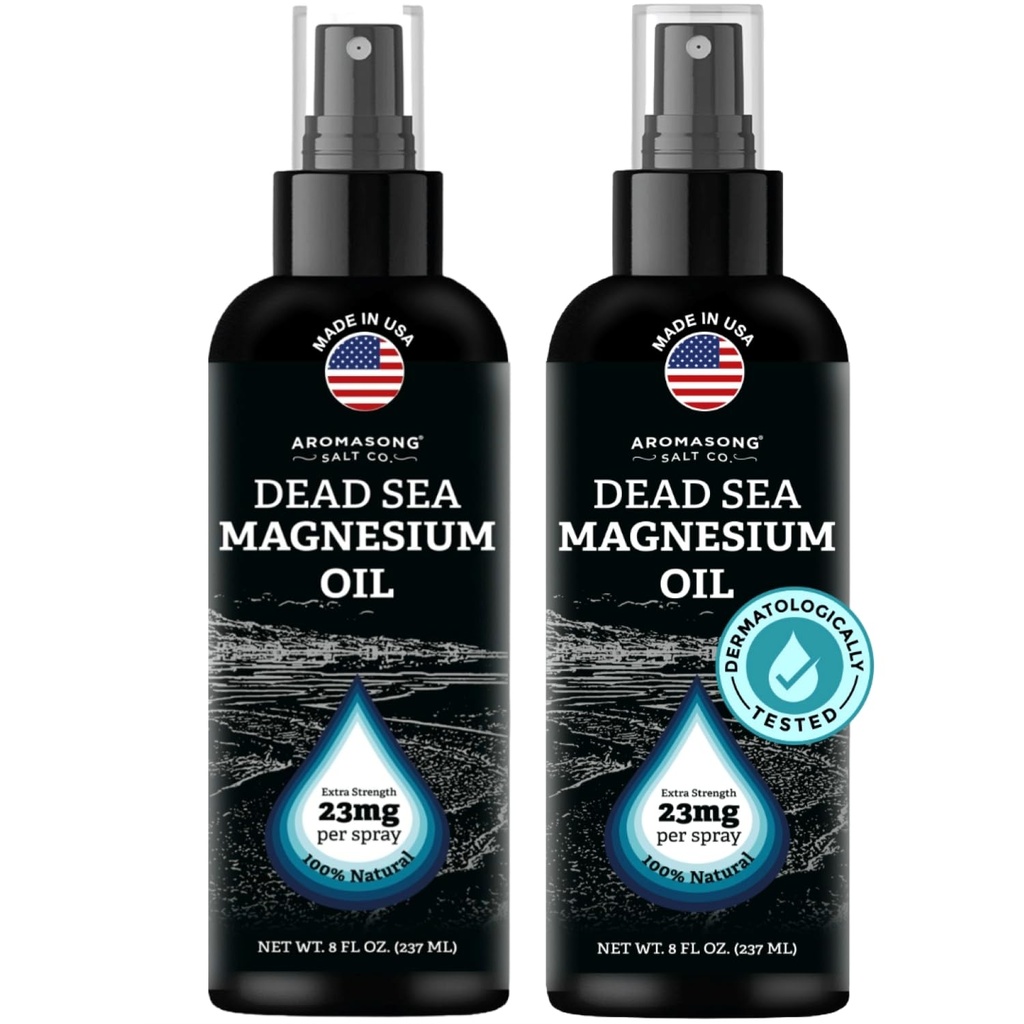 Aromasong Magnesium Oil Spray for Feet & Body – 23mg Magnesium per Spray – Topical Magnesium Spray for Calm Sleep & Leg Discomfort – 2 Pack 8 oz, Made in USA