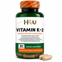 H4U Vitamin K2 MK-7 100 mcg – 60 Veg Capsules | Supports Bone & Heart Health | High Absorption K2 Supplement | Gluten-Free | Made in USA by H4U