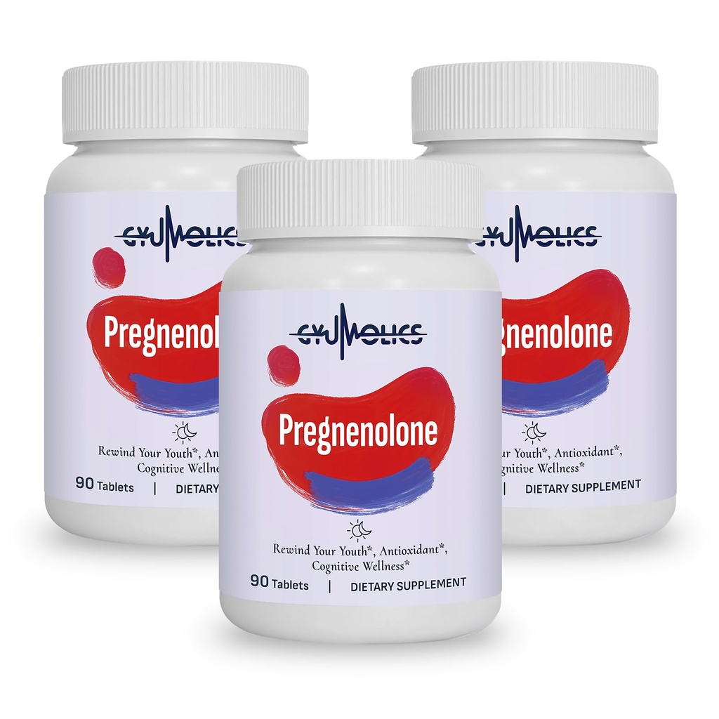 Gymolics Pregnenolone 100mg Supplement for Cognitive Function & Mental Clarity