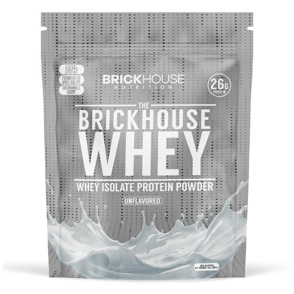 BRICKHOUSE NUTRITION Whey Protein | Fermented Whey Isolate Protein Powder | Lactose-Free Post-Workout Recovery Powder - Unflavored (1-Pack)