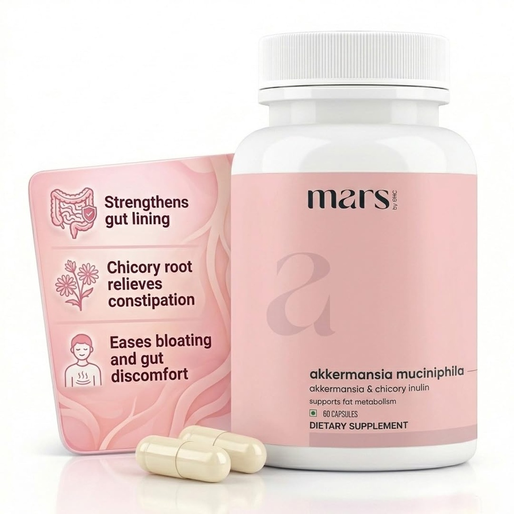 mars by GHC Akkermansia Muciniphila Capsules, Probiotic & Prebiotic Gut Health Supplement, Digestive Wellness Formula, Pack of 1