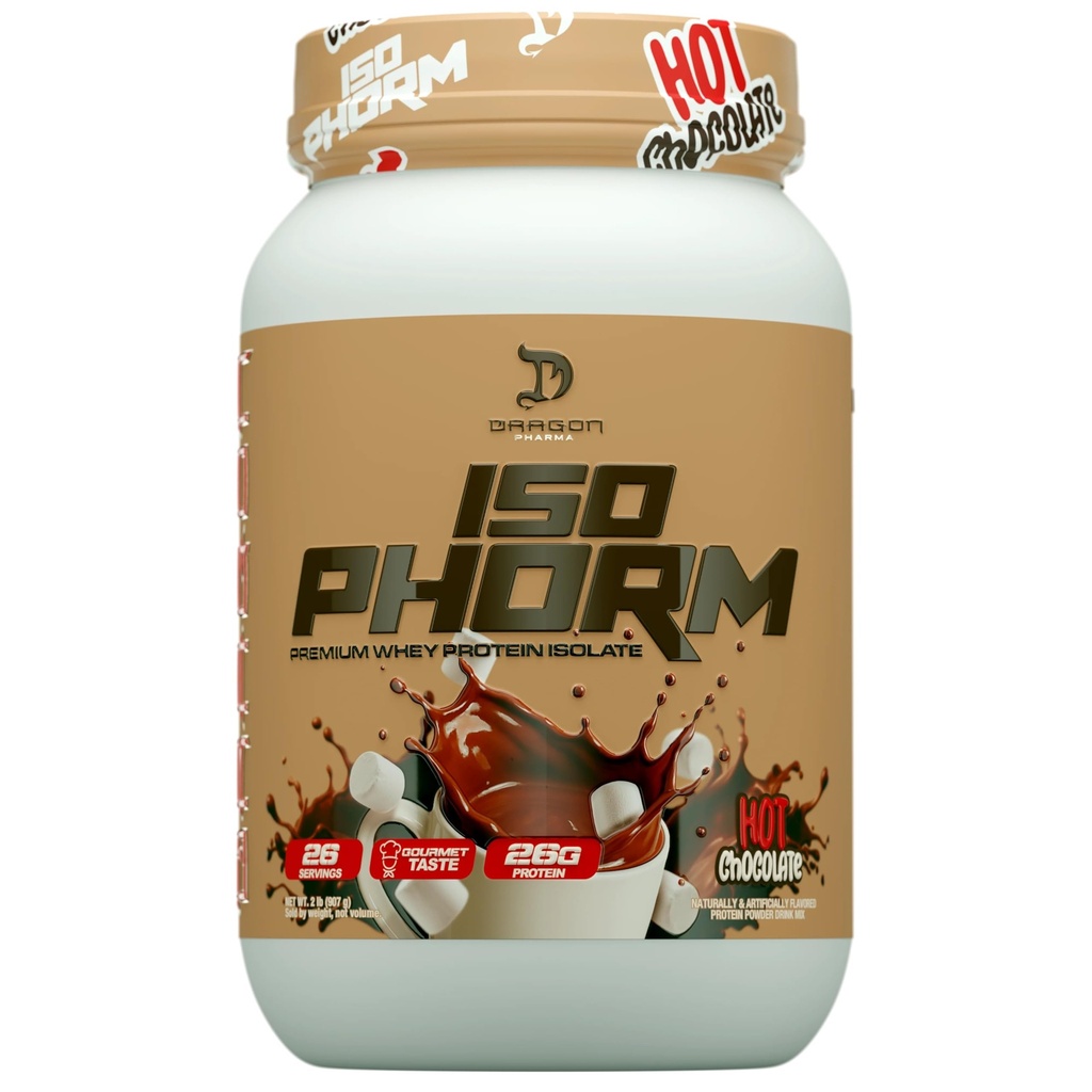 DRAGON PHARMA Isophorm, Hydrolized Whey Protein Isolate, Fast Absorption Premium Whey Protein, Maximize Recovery, Great Tasting, 25g Per Serving (2 lb, Hot Chocolate)