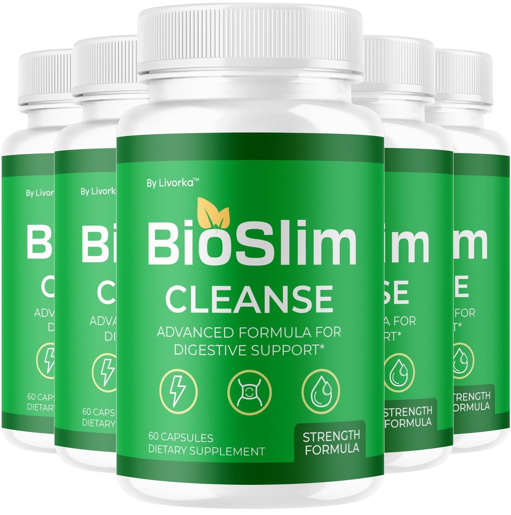 (5 Pack) BioSlim Cleanse Capsules - Official Bio Slim Cleanse Loss Pills Supplement Advanced Premium Strength Formula, BioSlim Cleanse Digestive Support Health & Wellness, 300 Capsules for 5 Months