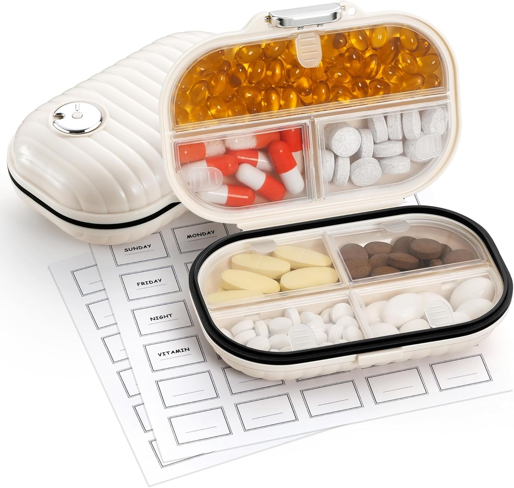 Zannaki Pill Case Portable Small Weekly Travel Pill Organizer, schattig vocht Proof pil Box houder voor Pocket zakje, Daily Mini Pocket Pharmacy Medicine Container voor vitamine, visolie, supplement