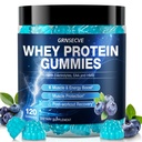 Whey Protein Gummies - High Protein Supplements 10g Per Serving for Muscle & Energy Support, Bone Health - Protein Gummy Rich in Electrolytes, EAA & HMB, Sugar Free, Blueberry Flavor, 120 Count