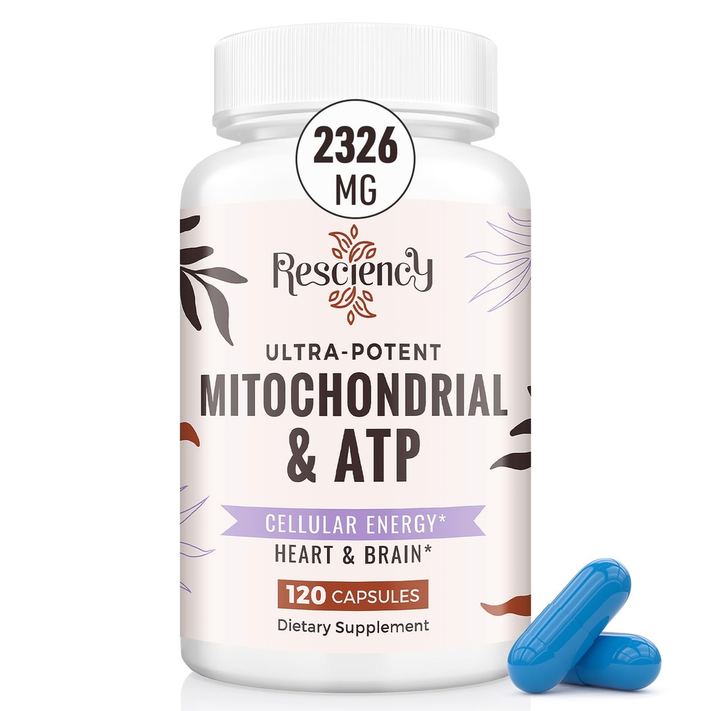 2326 MG Mitochondriale Supplementen met ATP, Vitaminen, CoQ10 & PQQ, effectiever dan Creatine HMB & Nitric Oxid, Energie, Duurzaamheid, Kracht, Herstel & Spier, Biologische, 120 Capsules