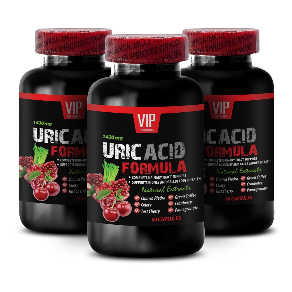 Uric Acid Supplement - URIC ACID FORMULA - Milk Thistle for Uric Acid Elimination, Herbal Uric Acid Control, Uric Acid Detoxification, Green Coffee Bean for Uric Acid Detox, Uric Acid 3 Bottles