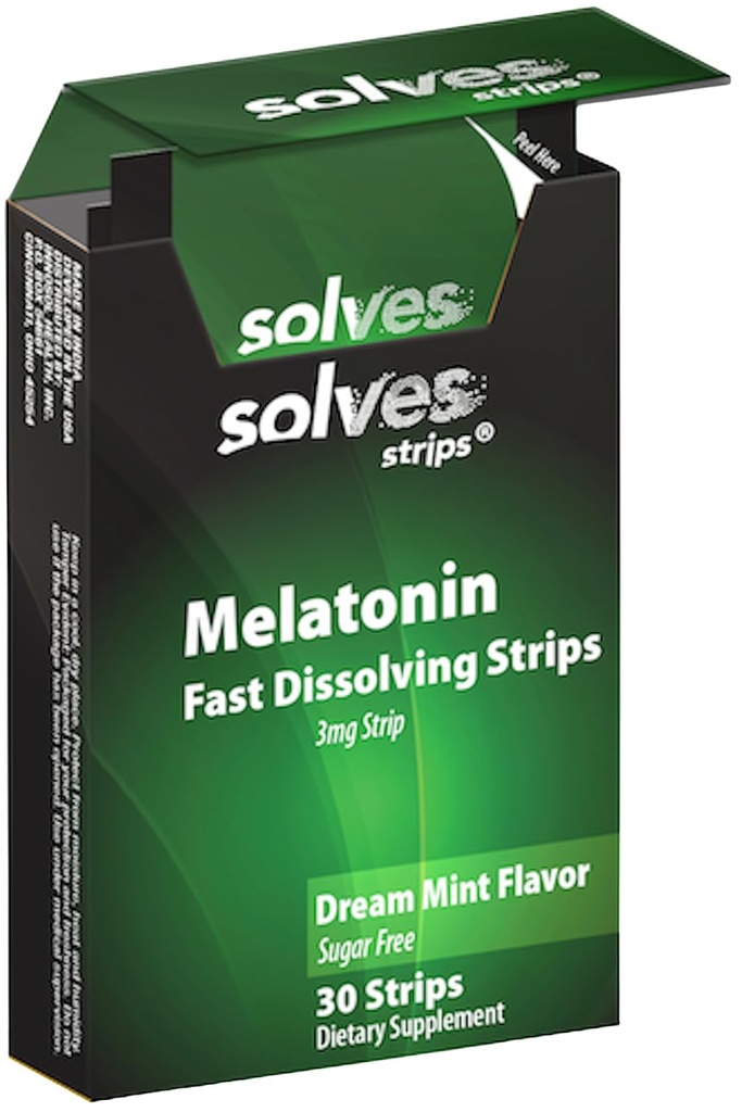 Solves Strips Melatonin Sleep Aid – Fast-Acting Oral Dissolvable Strips | 3mg Melatonin | Dream Mint Flavor | Sugar-Free | Travel Friendly | 30 Strips