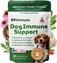 K9 Immune, All-Natural Mushroom Powder for Dogs for Immunity, Digestion, Joints, & Energy, Antioxidant-Rich & USA-Made, Dog Immune Support with Turkey Tail Mushroom for Dogs, 30 Servings