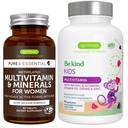 Multivitamin & Minerals for Women + Advanced Kids Multivitamin Gummy Vegan Bundle, with Methylated B-Vitamins, Vitamin A, C, D3 & E, Clean Label, 60 Tablets + 90 Berry Flavor Gummies, by Igennus