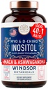 Myo en D-Chiro Inositol Supplement 40:1 Ratio - 2.000 mg Myo-Inositol plus Maca Root & Calming Ashwagandha - gezonde ovariële ondersteuning Vitaminen en vruchtbaarheidssupplementen voor vrouwen - 120 Vegan Capsules