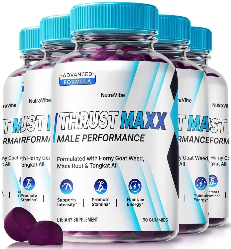 (5 Pack) Thrust Maxx for Men – Original ThrustMaxx Performance Gummies with Natural Formula to Support Energy, Stamina & Workouts | Great-Tasting, Easy-to-Chew Gomitas for Men’s Use (300 Gummies)