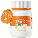 Vitamin D3 K2 10000IU 100mcg MK-7 - High-Potency Multi-Supplement for Bone, Immune & Heart Health Support, Gluten Free Non-GMO Keto-Friendly Softgels, 120 Count (4-Month Supply)