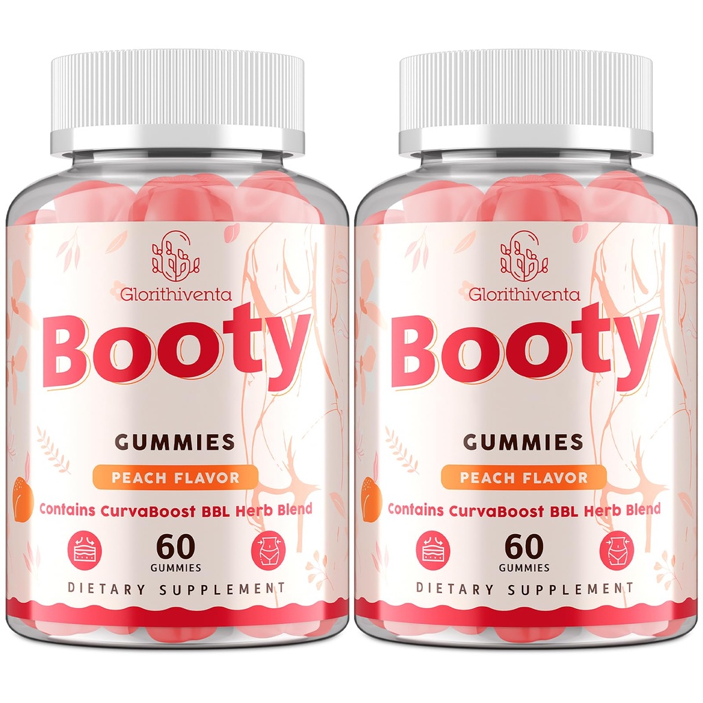 Booty Gummies for Women, BBL Gummies Contains CurvaBoost BBL Herb Blend & Creatine Monohydrate for Booty, Curves & Energy, Zero Sugar, Vegan, Peach Flavor - 120 Counts