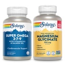 SOLARAY Super Omega 3, 7, 9 en Magnesium Glycinate Bundle - essentiële vetzuren en gecheleerde magnesium Gisglycinaat voor gezond hart, botten, en ontspanning ondersteuning - 120 Softgels, 275 VegCaps