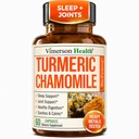 Kurkuma supplement & kamille Capsules voor Slaap - Biologische Kurkuma slaapsupplement met kamille bloemen Extract (Manzanilla) - Ontspanning & Stress Ondersteuning - Gezamenlijke & spijsvertering gezondheid. 60 capsules
