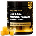 Sugar Free Creatine Monohydrate 6000mg, Authentic Ingredients, Chewy Lemon Flavor Gummies for Men & Women, Muscle Builder,Strength & Faster Recovery,120 Count