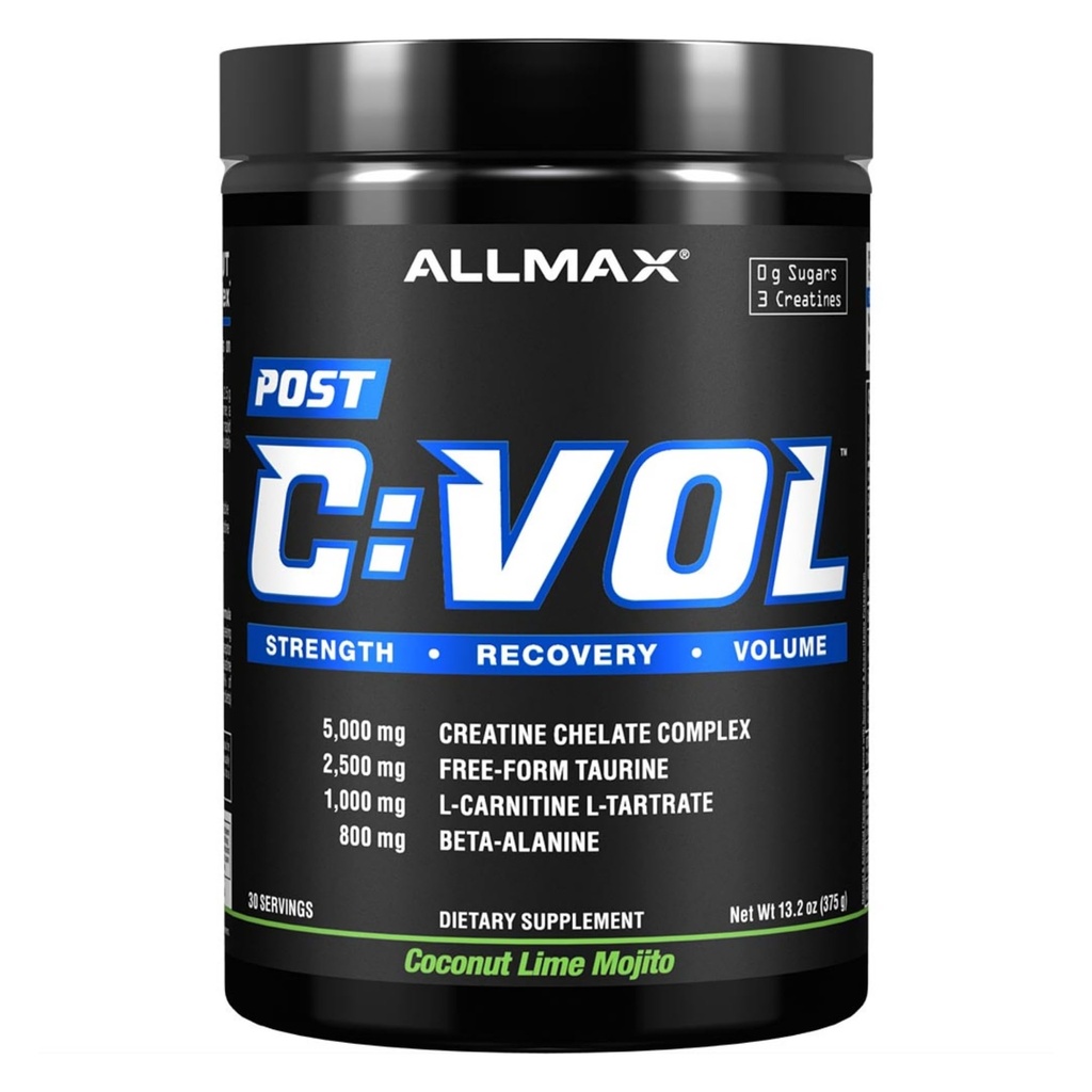 ALLMAX C:VOL, Coconut Lime Mojito - 375 g - Post-Workout Formula - Promotes Strength, Recovery & Volume - with Creatine, Taurine & Beta Alanine - Sugar Free - 30 Servings