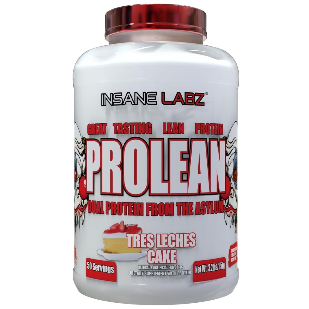 Insane Labz ProLean | Premium Hydrolyzed Collagen Protein & Whey Isolate Protein Powder | 26g Protein | Low Fat, Zero Sugar | 50 Servings Tres Leches Cake