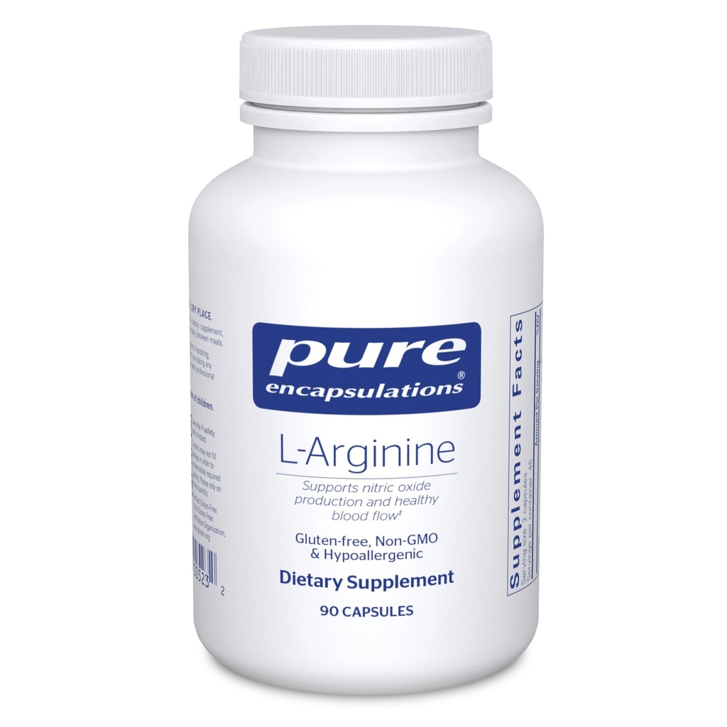 Pure Encapsulations L-Arginine - 1.400 mg - Ondersteuning Nitric Oxide Production - Heart Health & Blood Flow - Gluten Free & Non-GMO - 90 capsules