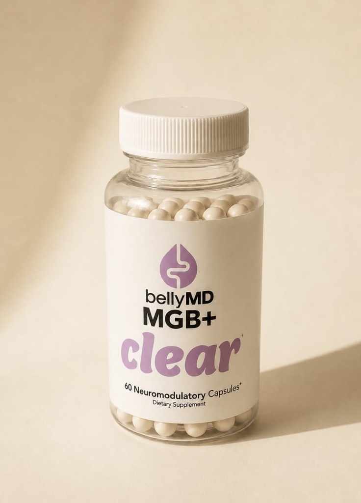 MGB+ Clear Bloating Supplement – Gut-Brain Support with Allithiamine Vitamin B1, Magnesium Glycinate, Pea, Ginger, Artichoke & Saffron – Vegan – 60 Capsules
