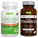 Daily Vitamin D3 + High Absorption Curcumin C3 Complex, Vegetarian Bundle, 365 2000iu Vitamin D3 Tablets + 300% Greater Absorption Curcuminoids with Rapid Uptake, by Igennus