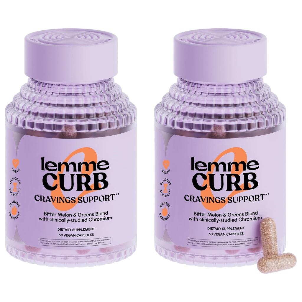 Lemme Curb - Begeren, verbeteren Carb Metabolisme, gewicht management ondersteuning, klinisch bestudeerd Chroom Picolinaat, Bitter Melon, Ceylon Cinnamon & Greens Superfood - 60 Count (Pack of 2)