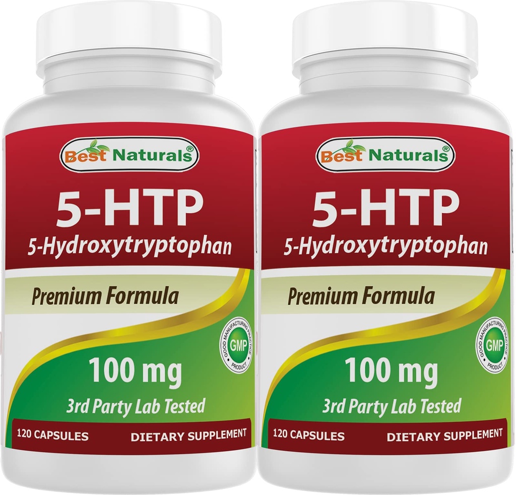 Best Naturals 2 verpakkingen 5-HTP (5-hydroxytryptofaan) 100 mg 120 capsules