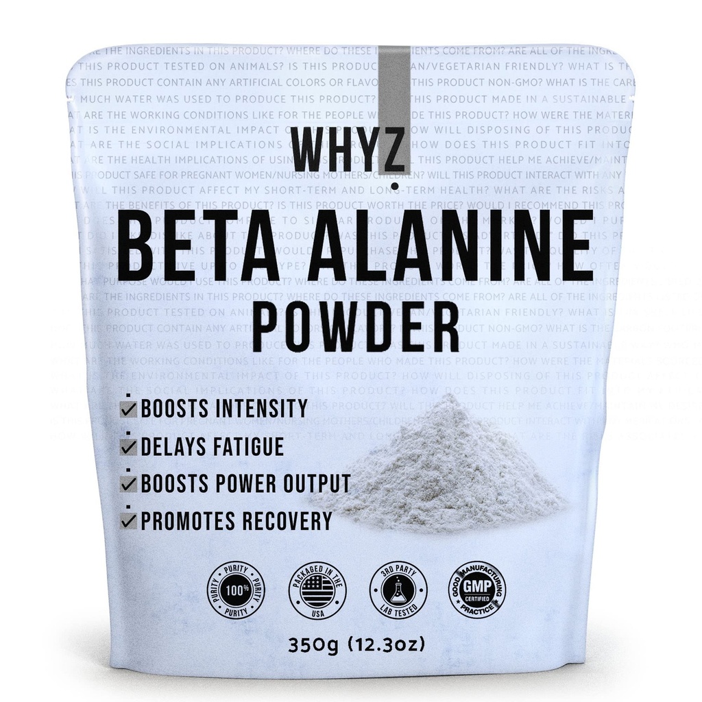 WHYZ Beta Alanine Powder Pure Beta Alanine Pre-Workout Supplement for Sustained Energy, BetaAlanine Pre Workout Powder for Men and Women, Alanine Supplement for Endurance, 12.3 oz (350g)