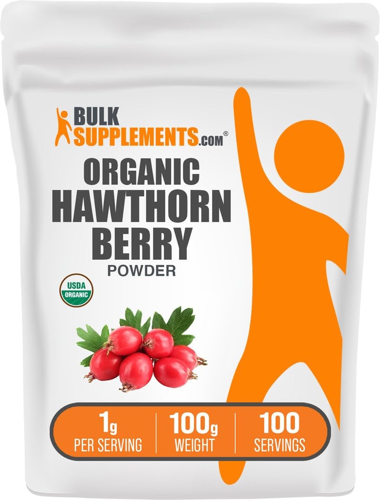 BulkSupplements.com Biologische Hawthorn Berry Powder - Herbal Supplement, Hawthorn Berry Organic - Vegan & Gluten Free, 1g per Serving, 100g (3,5 oz) (Pack of 1)