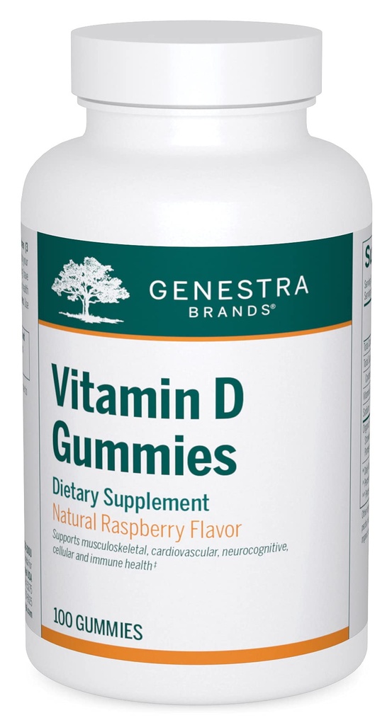 Genestra Brands Vitamin D Gummies | Support for Musculoskeletal, Cardiovascular, Neurocognitive, Cellular, and Immune Health* | 100 Gummies | Natural Raspberry Flavor