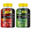 Super Greens & Fruits Gummies : 25 Veggies + 23 Fruits for Antioxidants, Immunity & Gut |Vitamins and Fiber|120 Gummies, 60-Day Supply