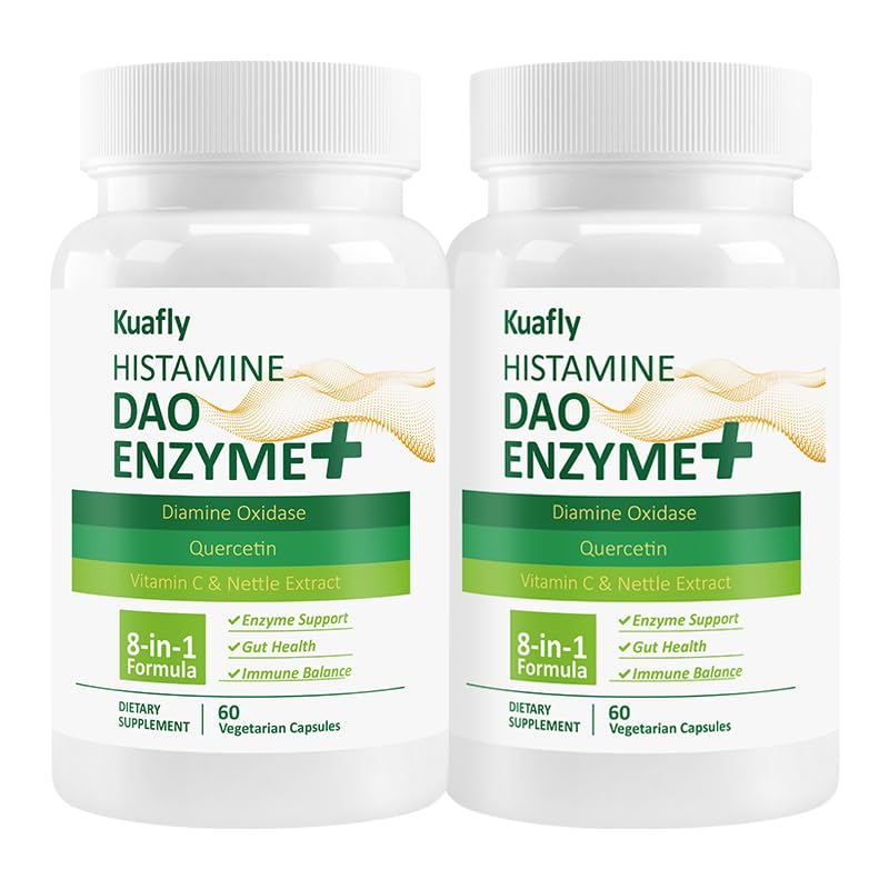 DAO Supplements Histamine Blocker – DAO Enzyme + Diamine Oxidase & Quercetin, Immortelle, Vitamin C for Gut Health and Food Support 120 Capsules