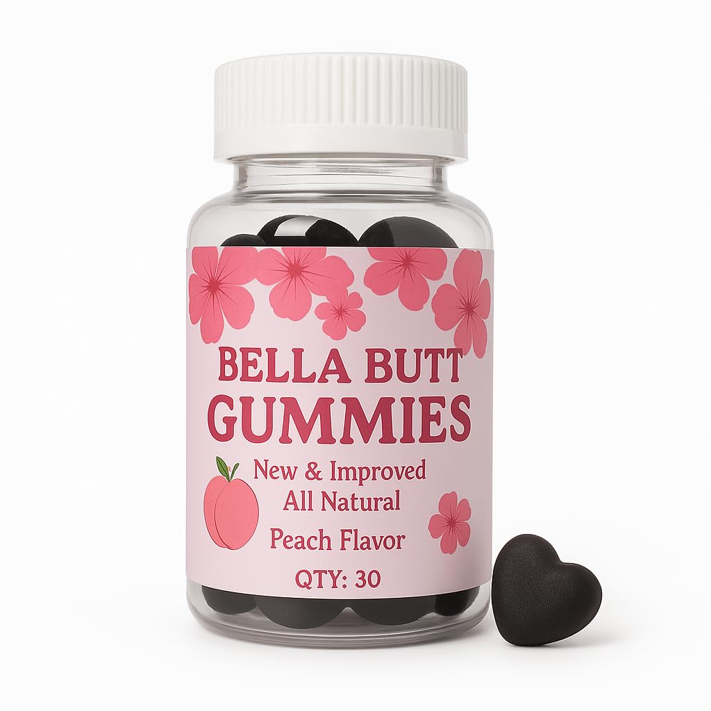 Bodied by Bella Butt Gummies – Natural Booty Gummies & Butt Enhancer for Glutes, HIPS & Curves – Plant-Based Booty Builder with Maca & Aguaje for Lower Body Curve Support – 30 Ct, Peach Shake