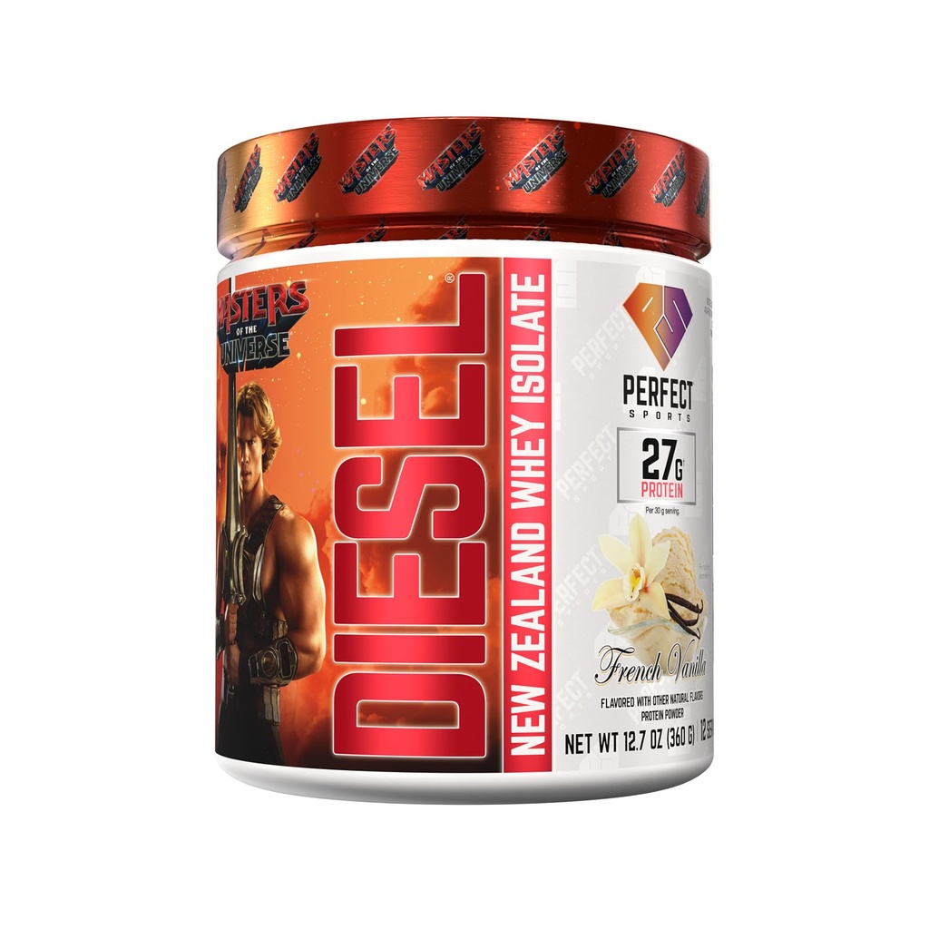 PERFECT SPORTS Masters of the Universe | He-Man | Limited Edition Diesel New Zealand Whey Isolate Protein Powder | 27g Grass Fed Protein, | 360g (French Vanilla)