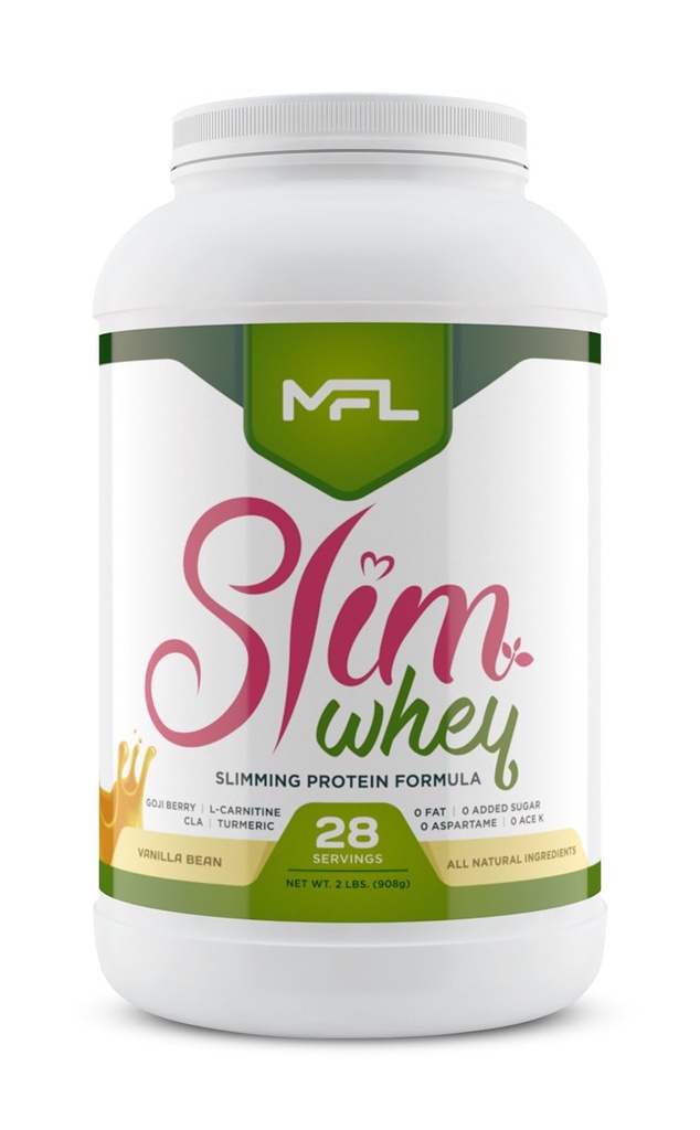 MFL Slim WHEY Protein Powder | 28g Protein | Low Carbs | Slimming Nutritional Shake | Sweetened with Stevia | 2 lbs. (Vanilla)