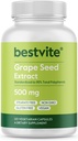 BESTVITE Grape Seed Extract 500mg (120 Vegetarische Capsules) - Geen Stearates - Gestandaardiseerd tot 95% Polyfenolen